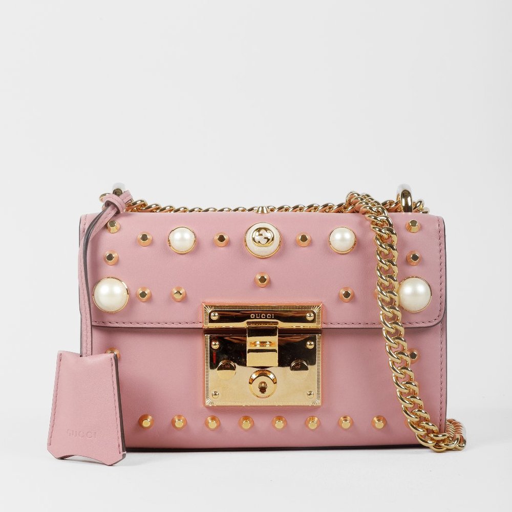 Gucci Pink Pearl Studded Padlock Bag